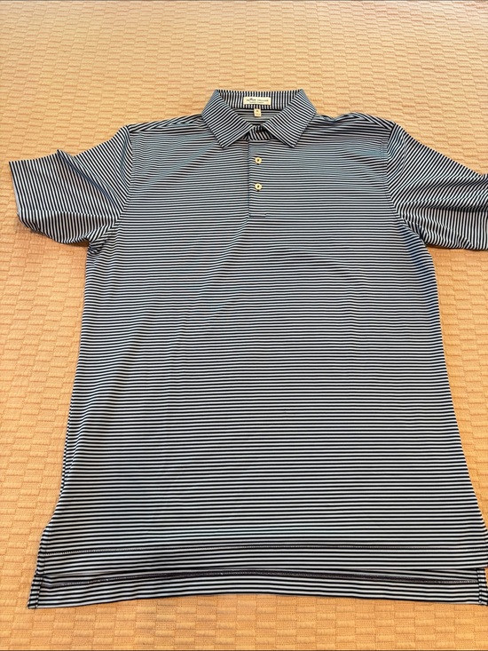 Peter Millar Other - Peter Millar Navy and White Narrow-Stripe Polo - Summer Comfort size M